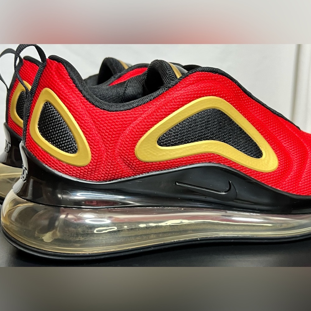 Nike Red and Gold Air Max 720 Sneakers Shoes Sporty Activewear Athletic Gym Run - Picture 8 of 15